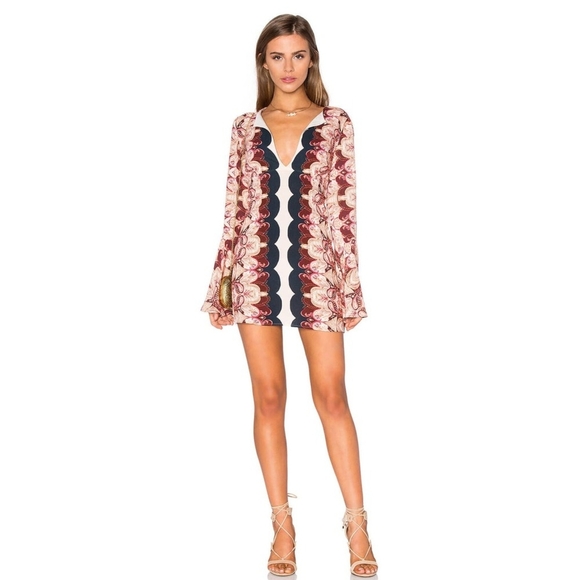 Free People Dresses & Skirts - Free People Mini Dress Womens 2 Ossie Vibes Paisley Bell Sleeve Keyhole Tunic
